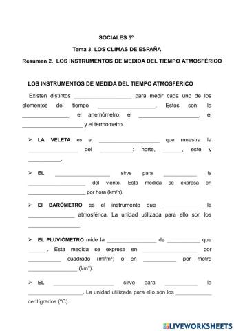 Los instrumentos de medida del tiempo atmosférico