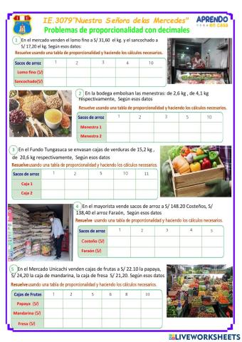 Proporcionalidad con decimales