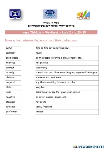 Keep Thinking - Unit 2 - WB - p.33-35