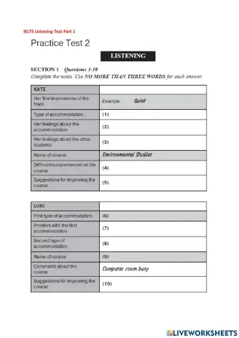IELTS listening part 1