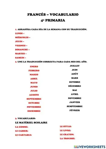 Vocabulario francés