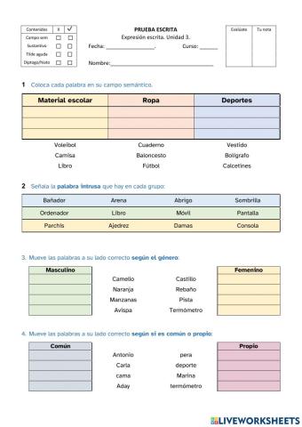 Control tema 3 Lengua