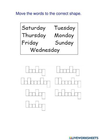 Days of the weeks-word shapes