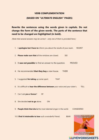 Verb complementation