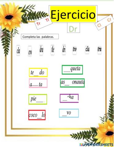 Palabras con cle cr  dr