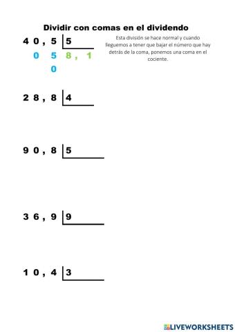 Divisiones básicas con decimales
