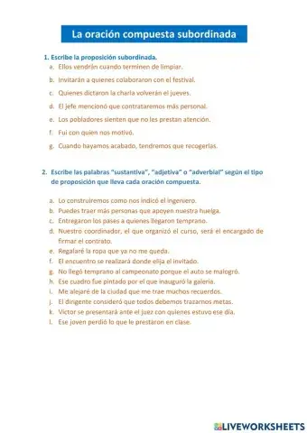 Oraciones Compuestas subordinadas