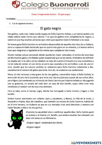 Comprensión lectora - El gato negro