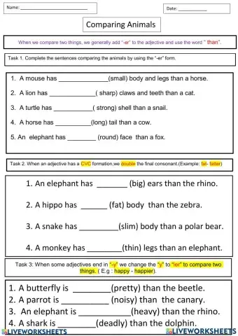 Year 4 comparative adjective