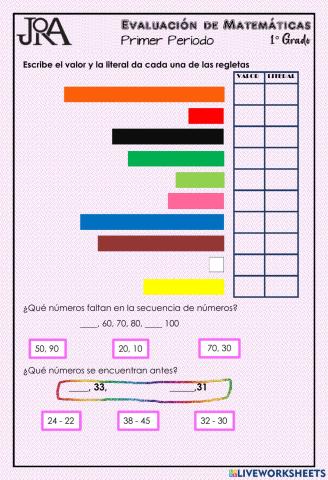 1° CUESTIONARIO DE MATEMATICAS