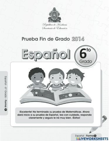 Prueba de fin de grado - español- sexto grado
