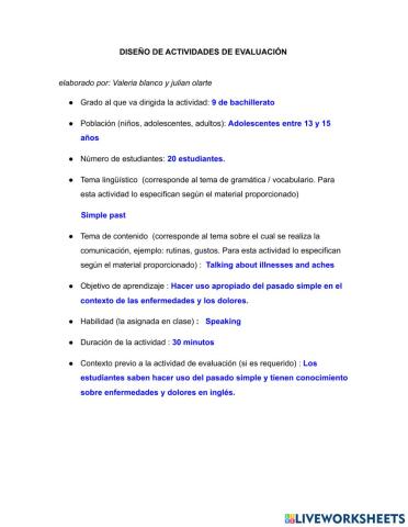 Diseño de actividad didactica