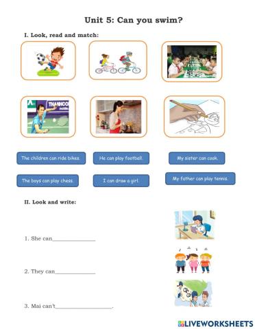 Unit 5: Can you swim?