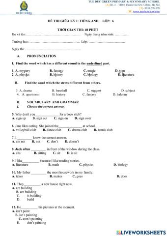 Grade 6-1st Mid Term Test Correction