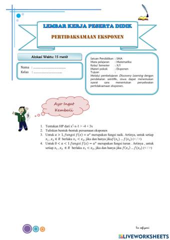 Lkpd persamaan eksponensial