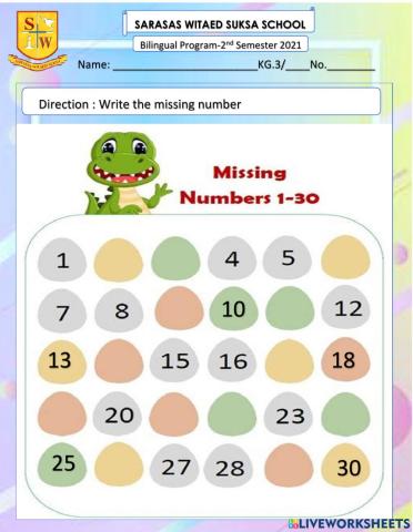 Counting numbers 1-30