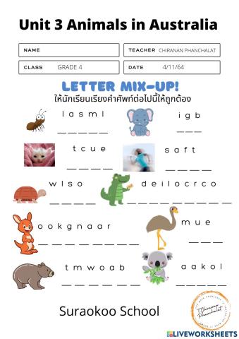 เรียงคำศัพท์ใหม่ Unit 3 ป.4