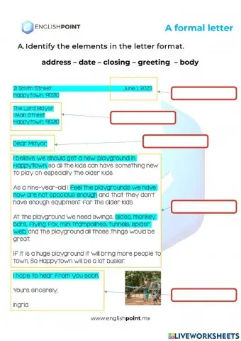 A formal letter elements