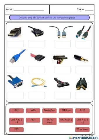 Computers - drag and drop to match connectors