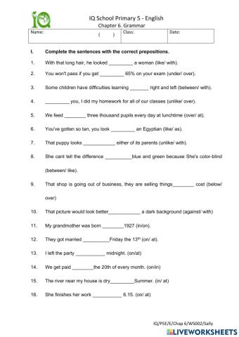Prepositions of comparison-time