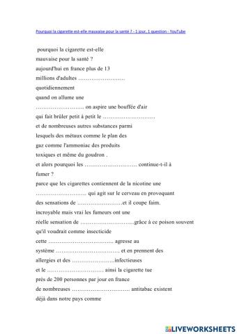 Tabac video un jour une question