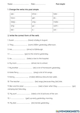 Past simple irregular verbs