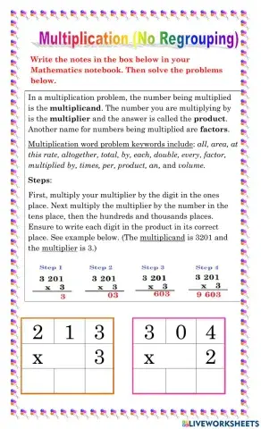 Multiplication without Regrouping