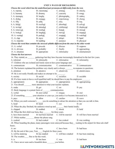 Grade 12 unit 3 vocabulary and pronuciation