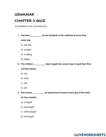 Grammar chapter 3 quiz