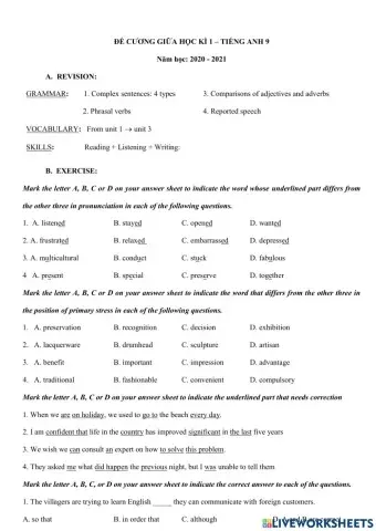 E9 - revision for the 1st mid term test