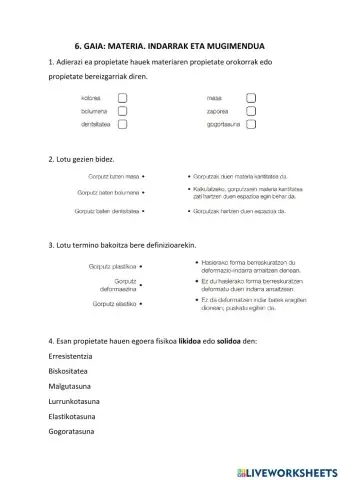 Materia, indarrak eta mugimendua