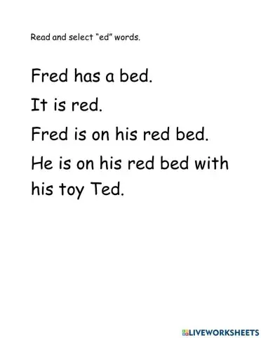 -ed-word family short story