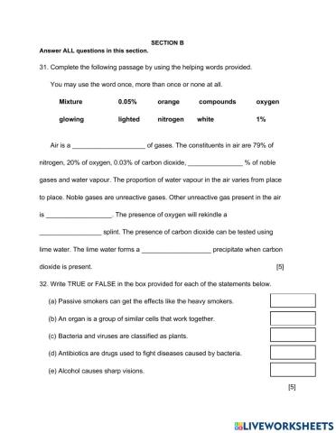 Year 8 online examination (question 31 to 32)