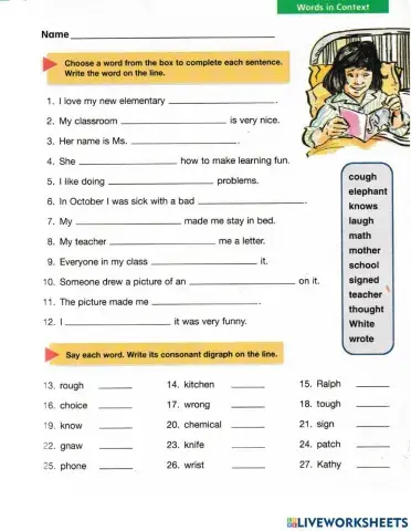 Consonant Diagraphs sh kn wr th wh gh ch gn ph