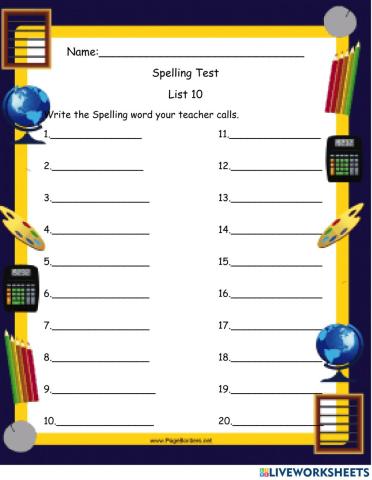 Spelling Test 9