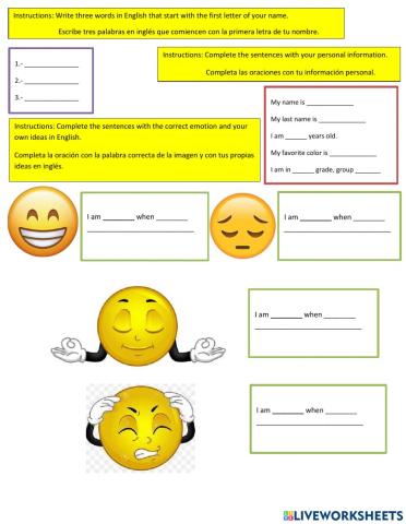 Feelings, emotions and worries