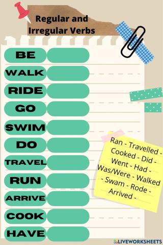 Regular and Irregular Verbs