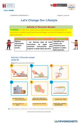 A peruvian Recipe- Activity 3