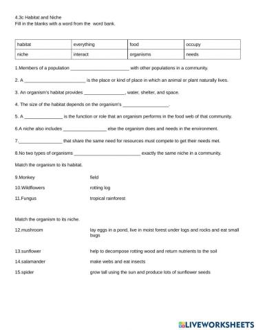 4.3c Habitat and Niche