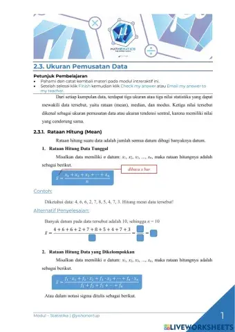 Rataan Hitung (Mean)
