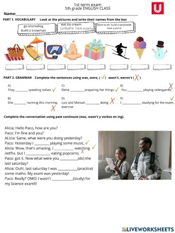Examen trimestral 5 ingles