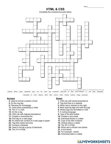 CSS & HTML Crossword