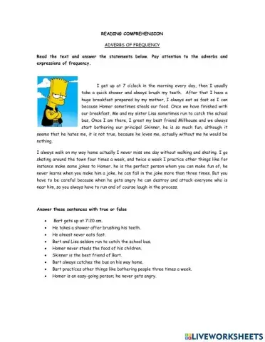 Reading - adverbs of frequency