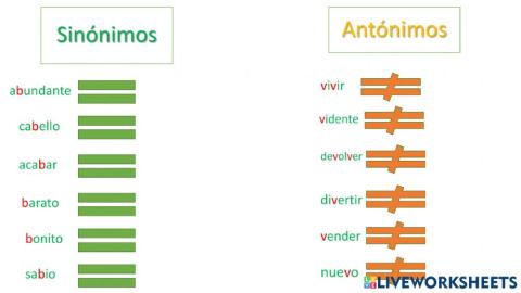 Sinónimos y antónimos con b y v
