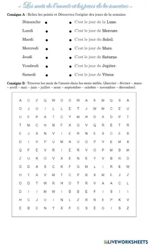 Les jours et les mois de l'année