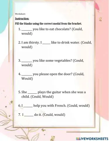 Worksheet 9th grade (Could-Would)