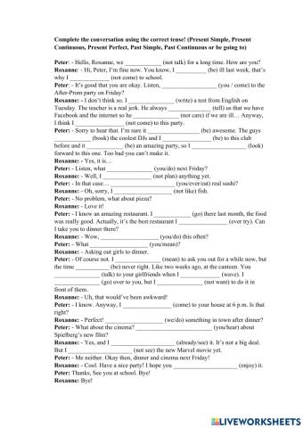 Tenses Practice Pre-Intermediate