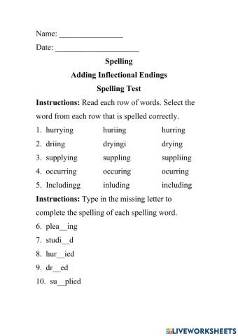Adding Inflectional Endings