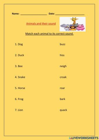 Animals and their sounds