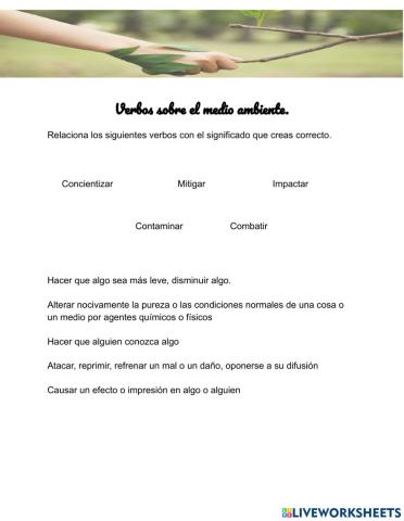 Cambio climatico Verbos